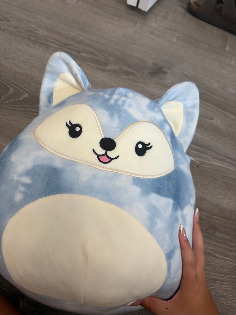 Blue Tie-Dye Fox Plush Pillow - Kids Cozy Stuffed Animal